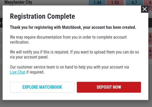 Complete Matchbook registration
