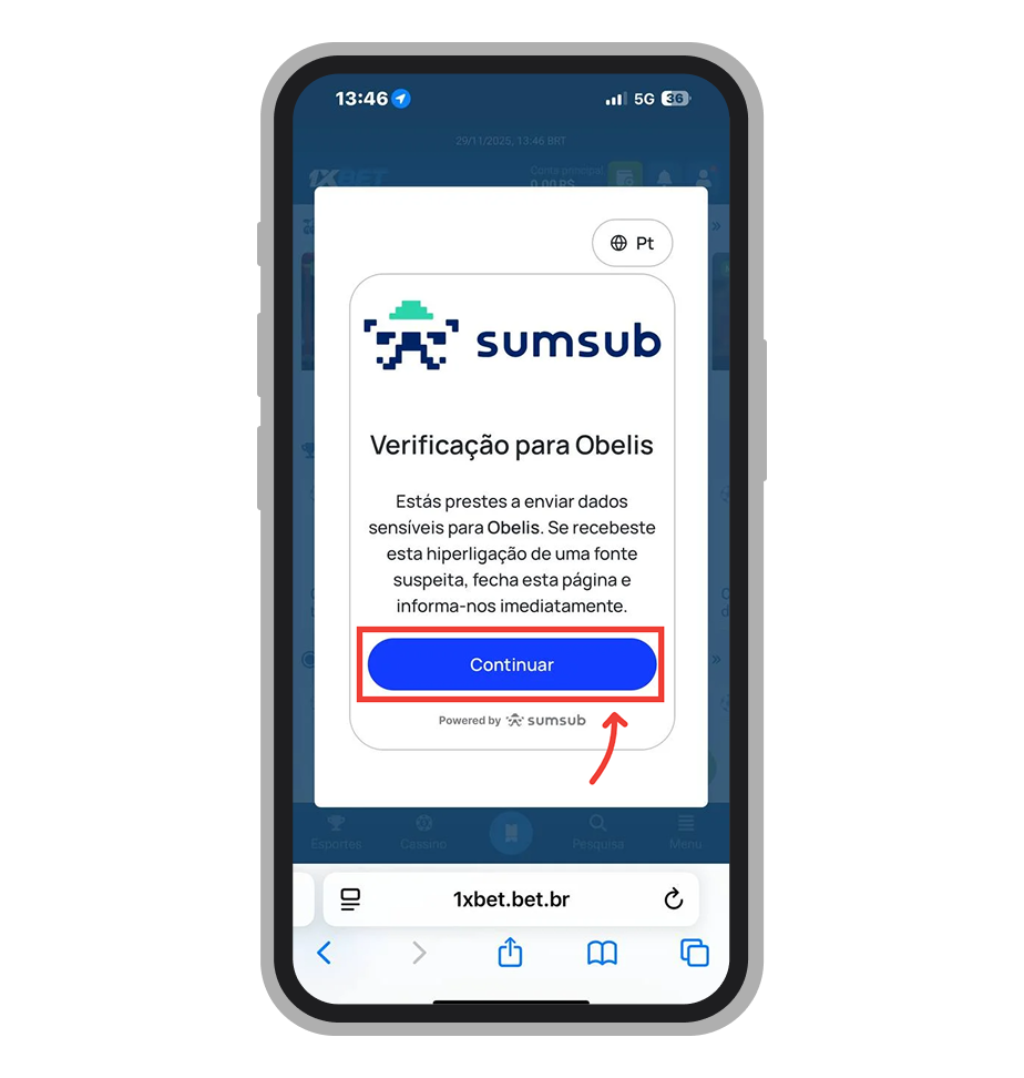 O aviso sobre a necessidade de envio de documentos e selfie para liberação total da conta