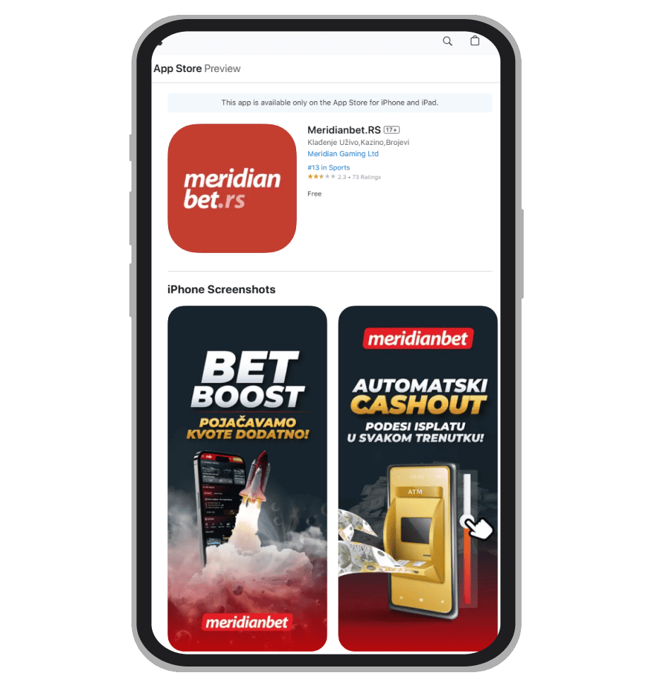 MeridianBet iOS aplikacija na App Store
