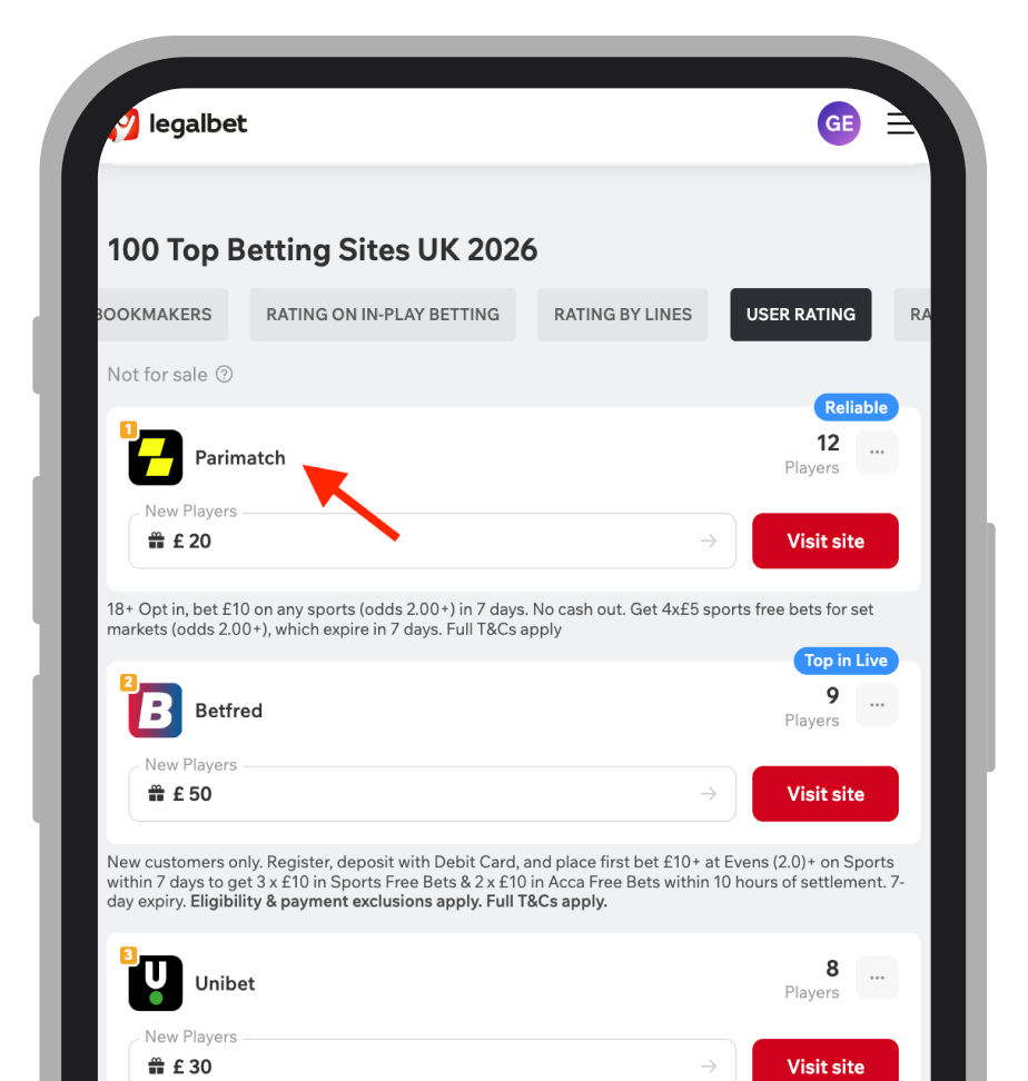 Step 2: Open the bookmaker page
