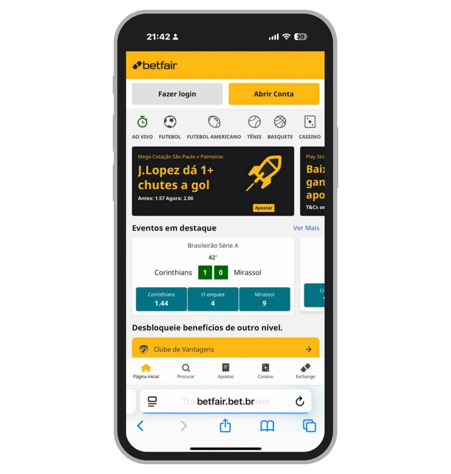 Página da Betfair Exchange mostrando a bolsa de apostas entre usuários