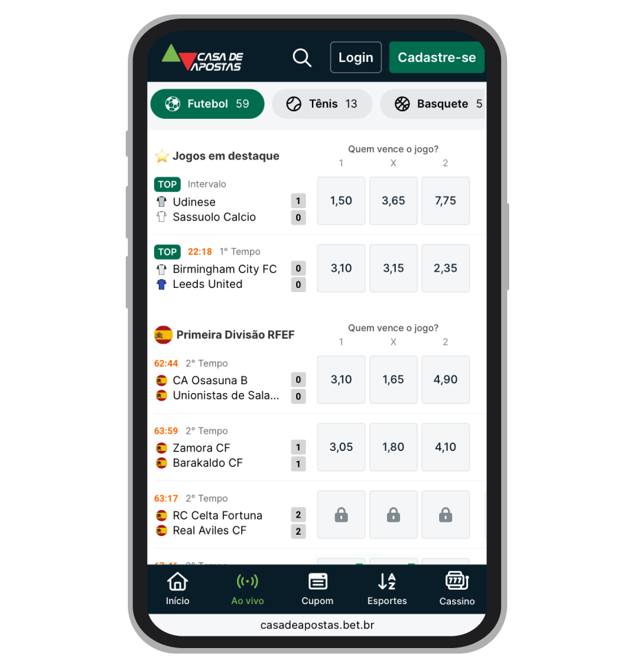 Apostas ao vivo