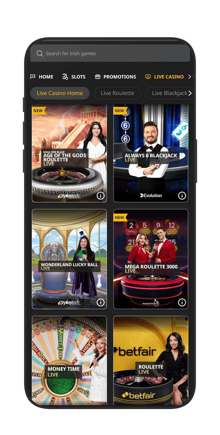 Live casino section at Betfair DCasino