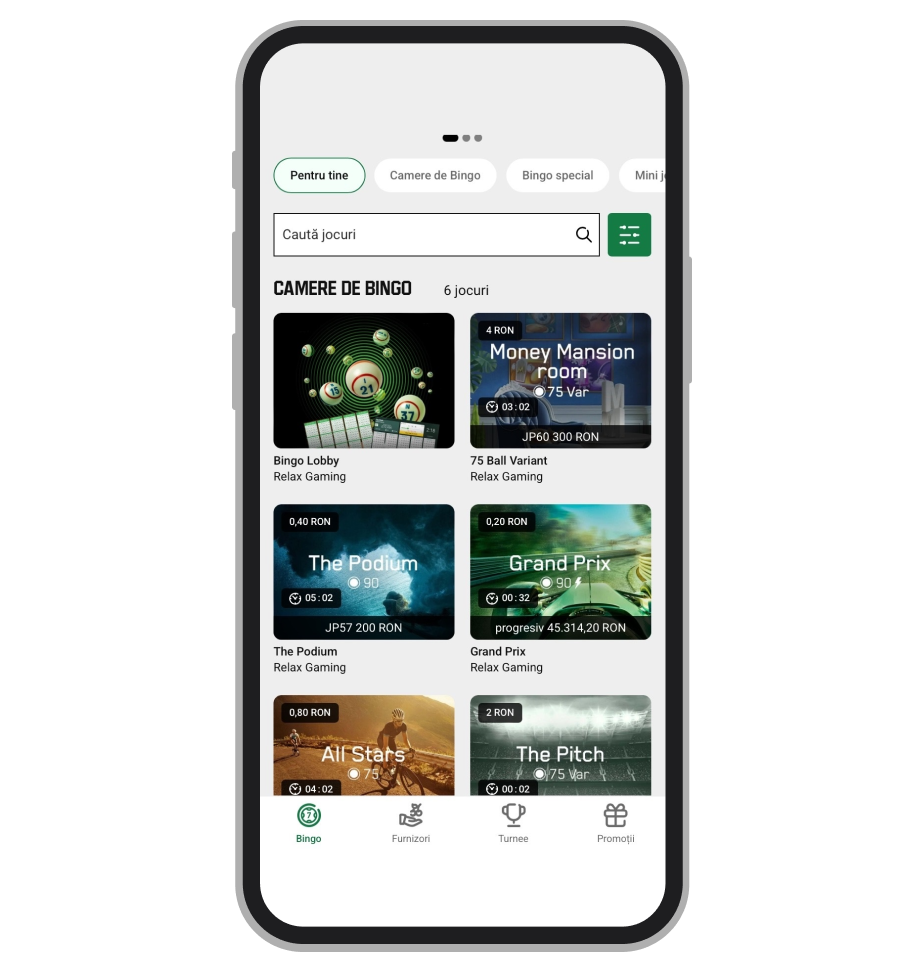 Camere Bingo la Unibet