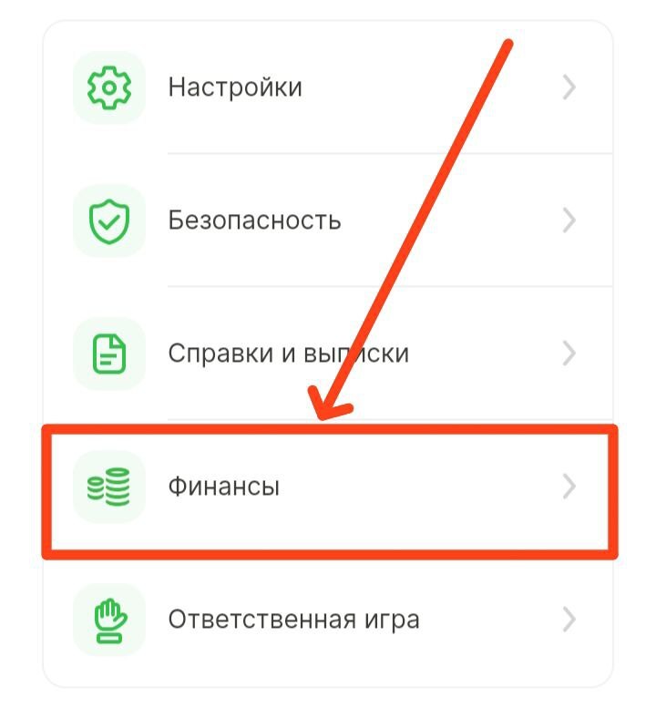 Переход в раздел «Финансы»