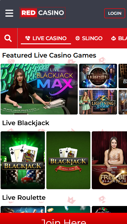 Live Casino page