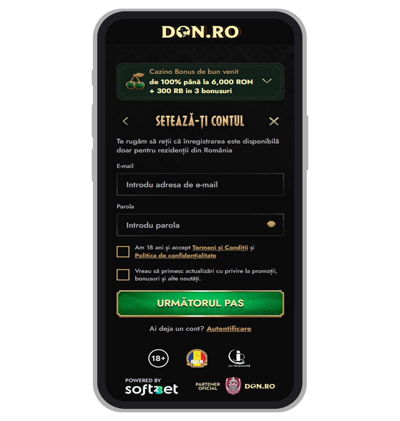 adresa de e-mail și setarea parolei