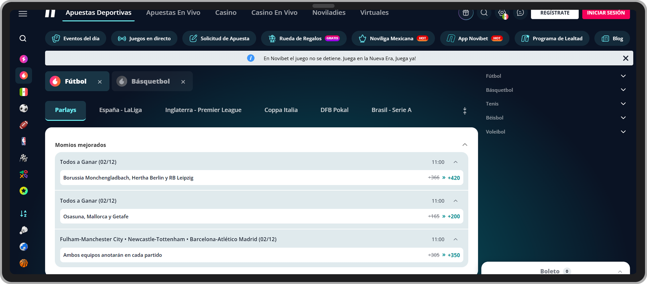 Sección ‘Momios mejorados’