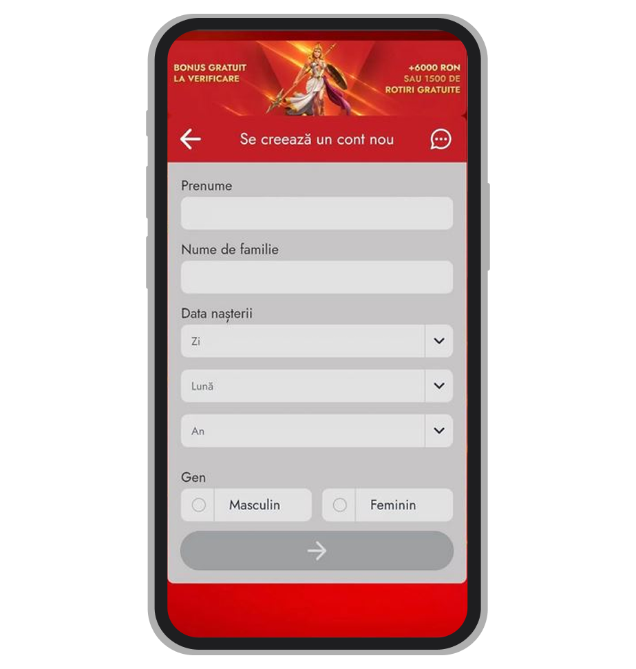 Formular de înregistrare Vivabet Casino (prima parte)