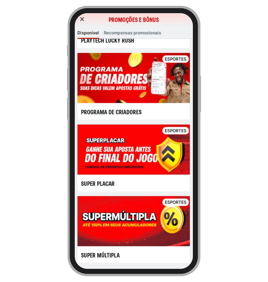 Promoções disponíveis no app 