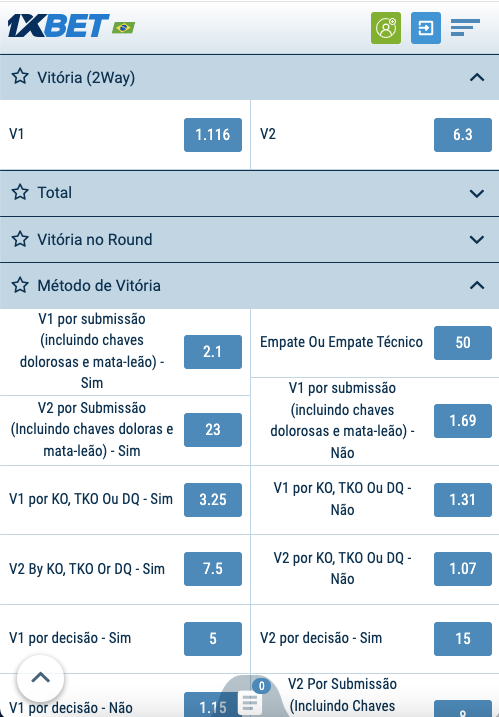 Mercados de apostas recomendados na 1xBet