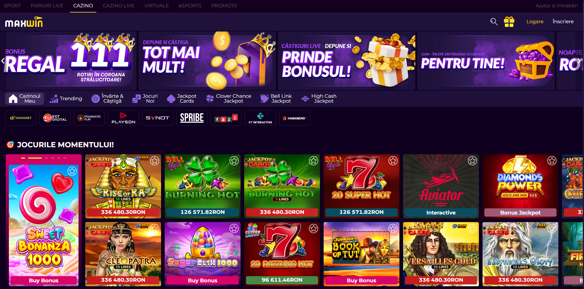 Sectiune casino MaxWin