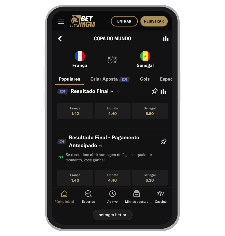 Seleção do evento