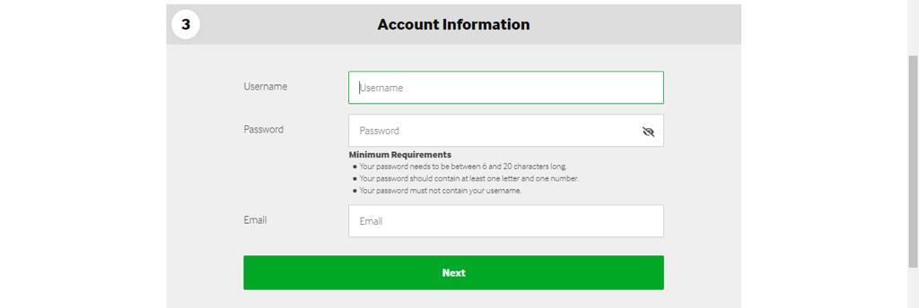 Enter your account information