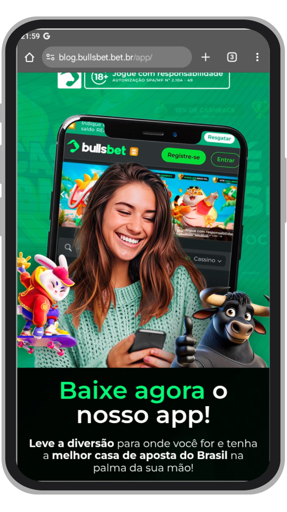 A página do app no site mobile de cassino BullsBet 