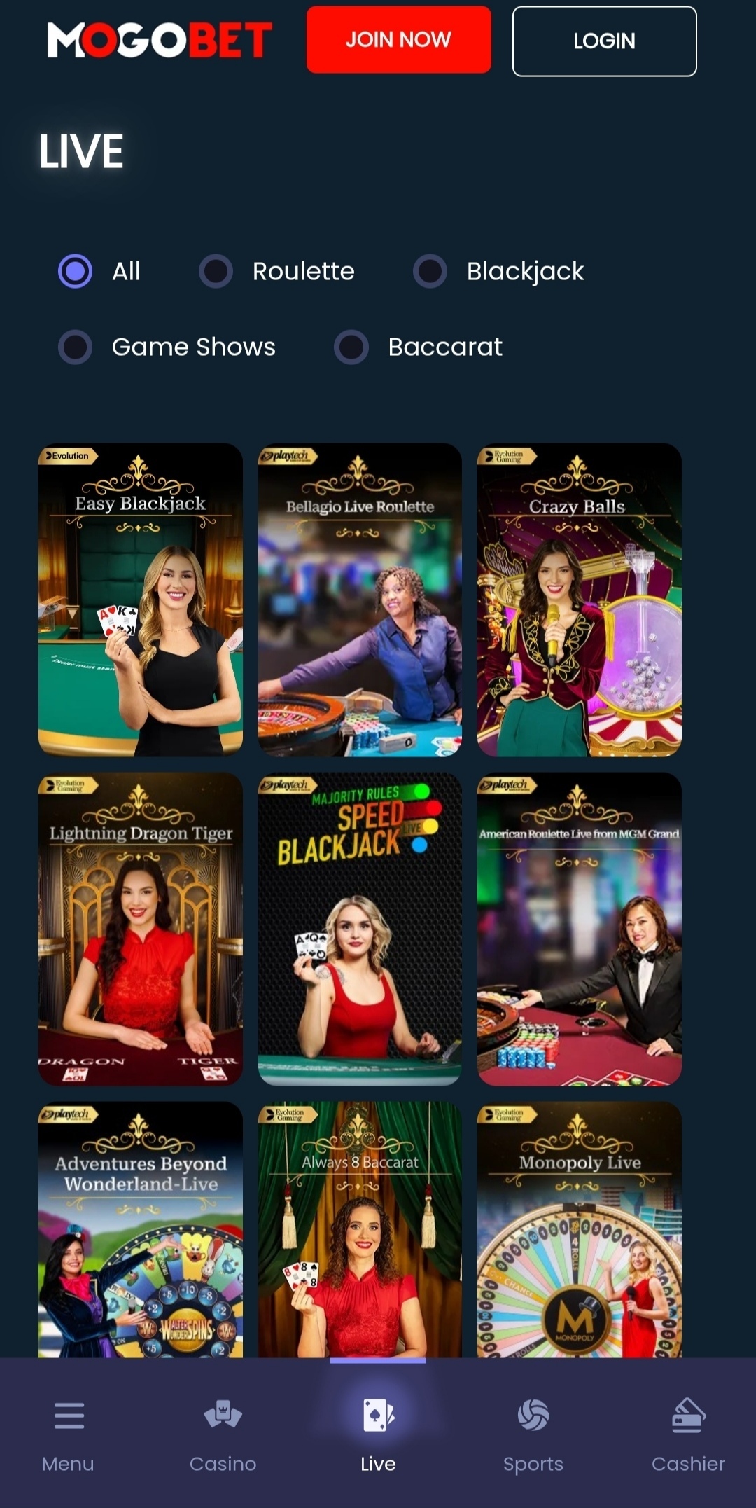 Mogobet Live Casino