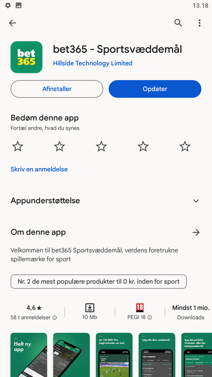 Google Play app-side, Apple Store Bet365 app-side