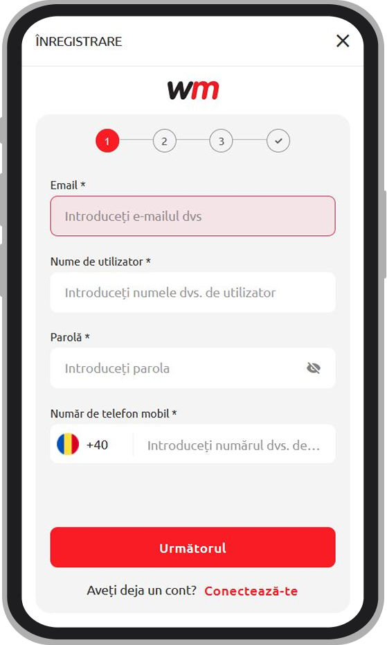 Formular înregistrare Winmasters