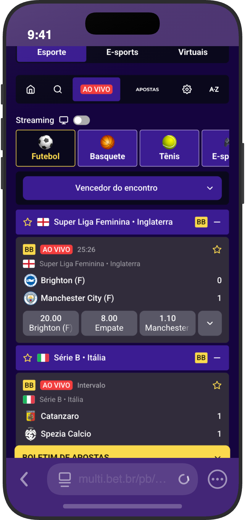 Mercados de apostas em futebol na Multibet 