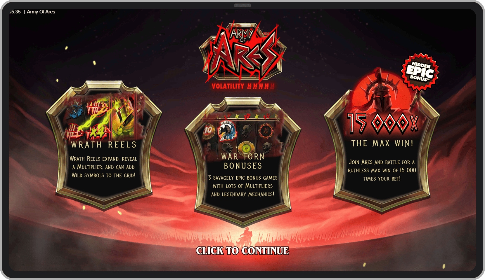 Intro screen