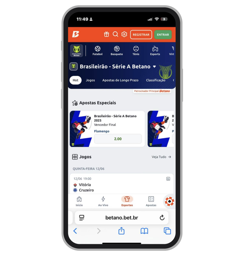 "Esportes" no site mobile