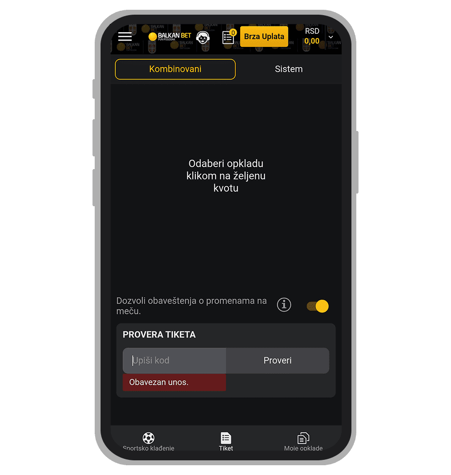 Balkan Bet unos broja tiketa