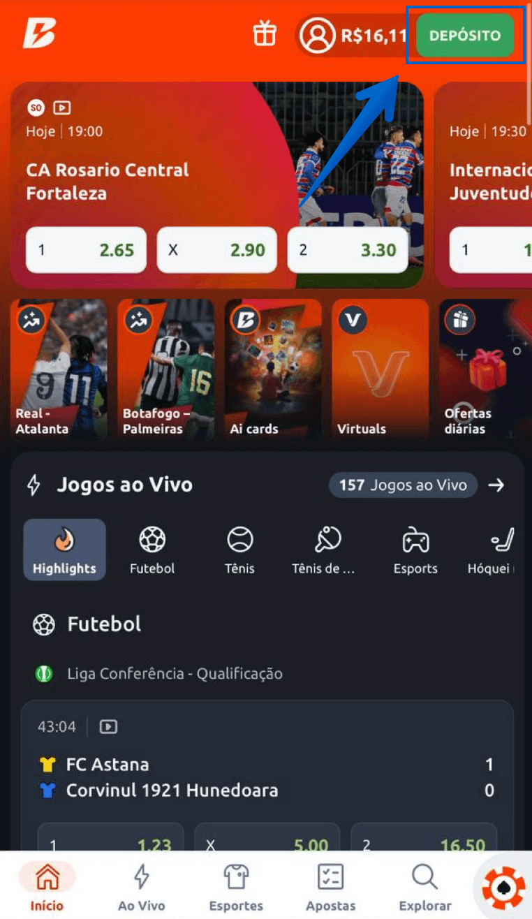 Acesse a seção de pagamentos