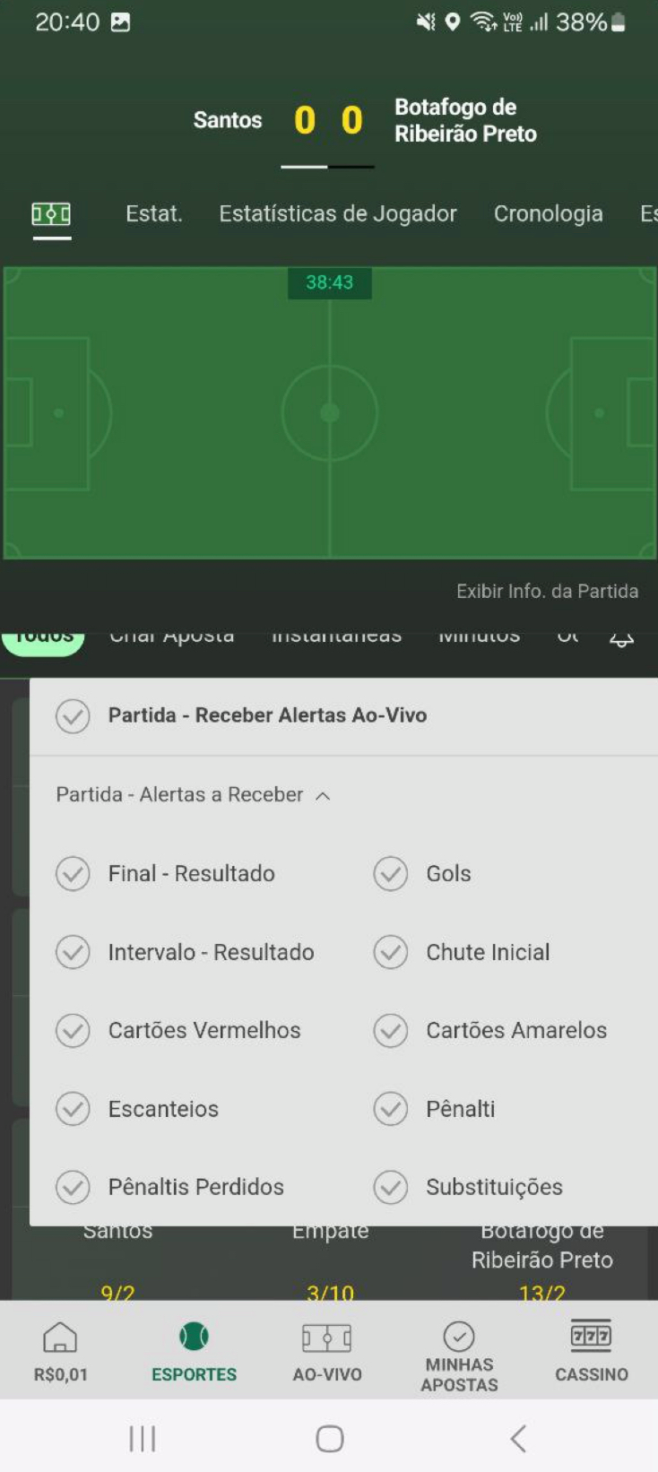 O melhor app de apostas em futebol oferece mais notificações que concorrentes