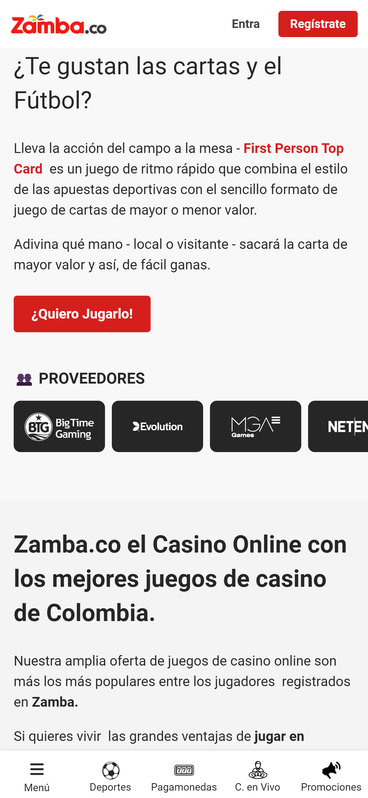 Proveedores en Zamba