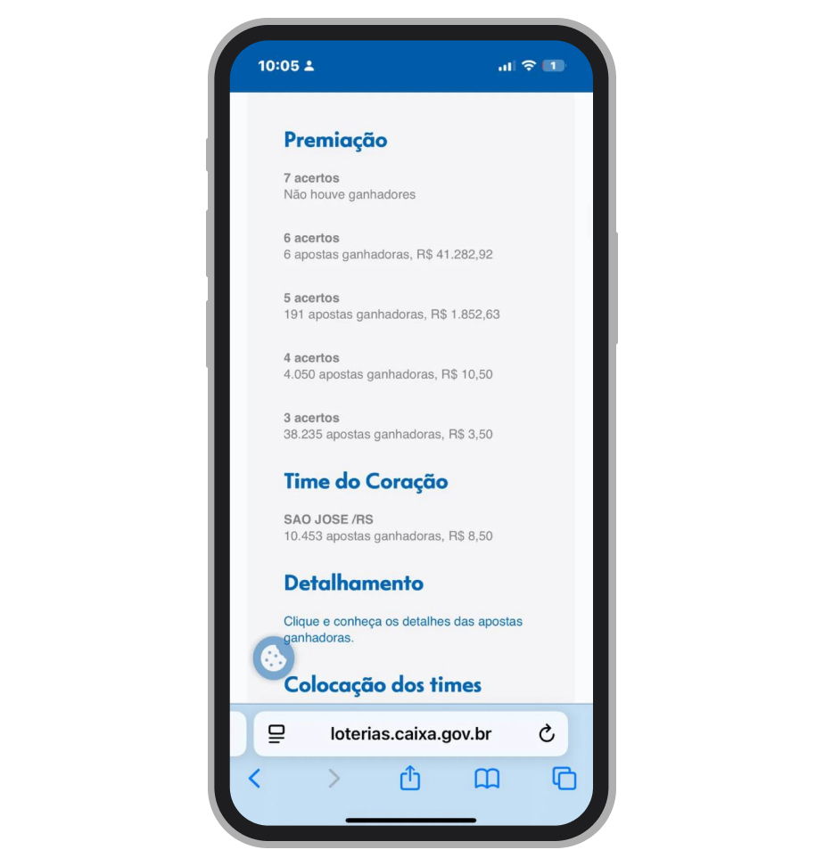Valores da premiação da Timemania