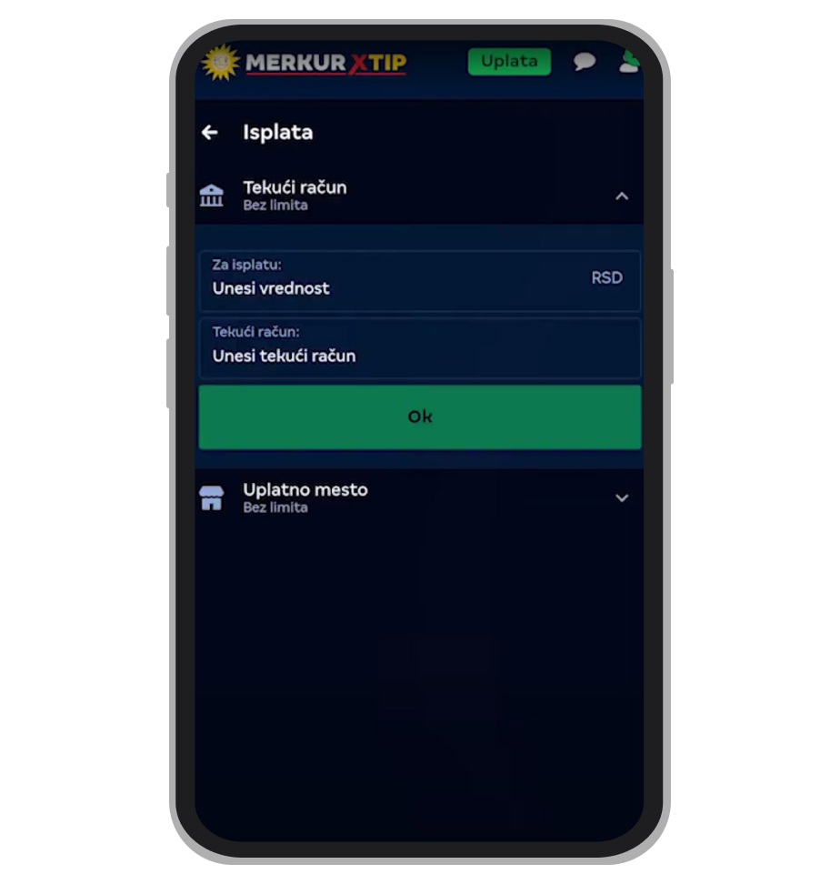 MerkurXtip isplata na tekući račun