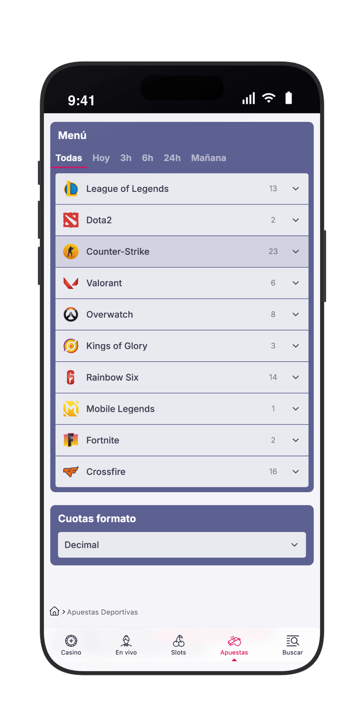 Lista completa de 10 disciplinas de eSports en Gran Madrid Casino Online