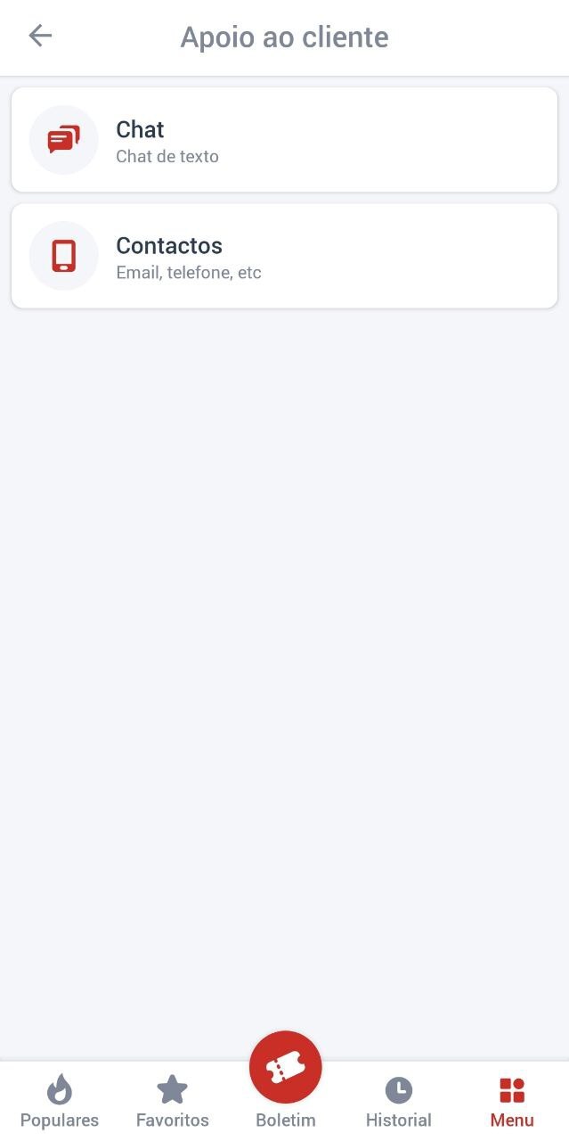 Seção de chat e contatos