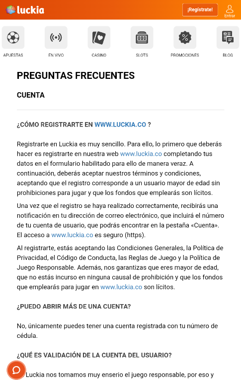 Sección de preguntas frecuentes