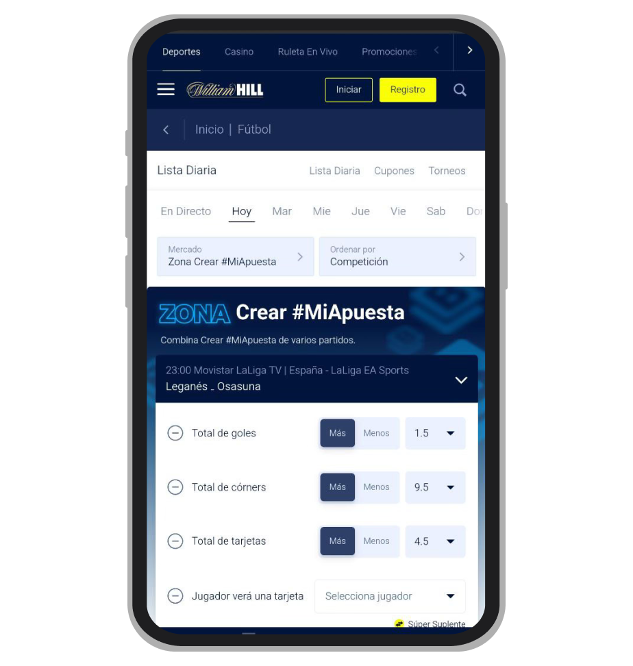 Función "Crear #MiApuesta". William Hill