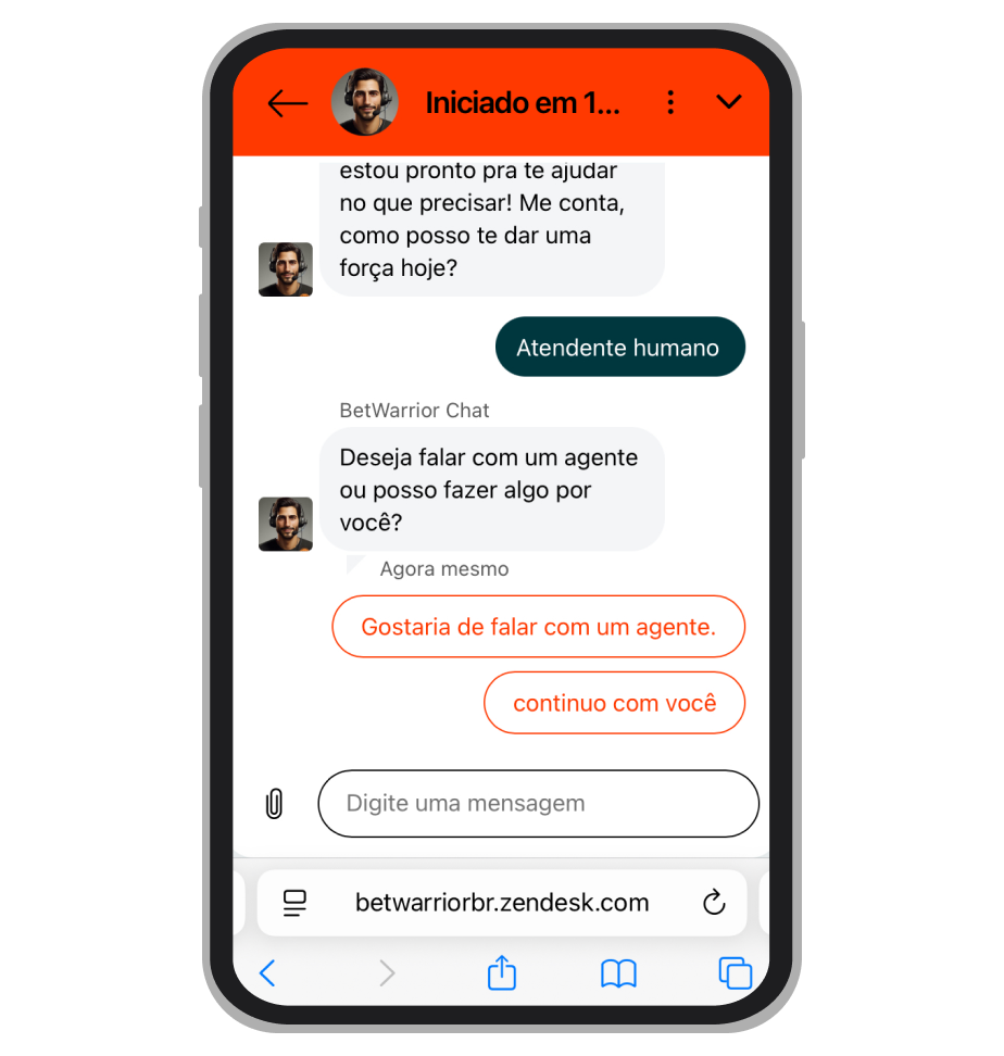 Peça por um atendente humano