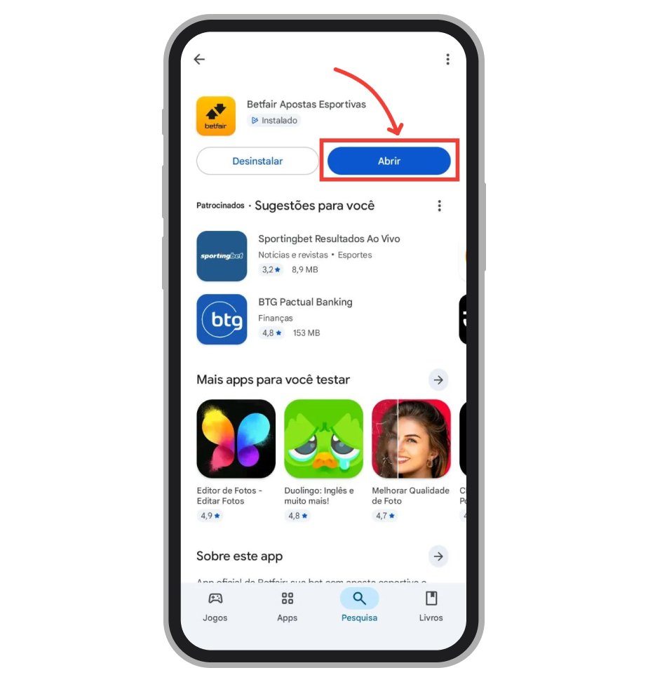 Clique no "Abrir" para acessar o app instalado