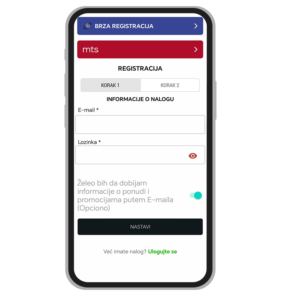 MeridianBet podaci za registraciju