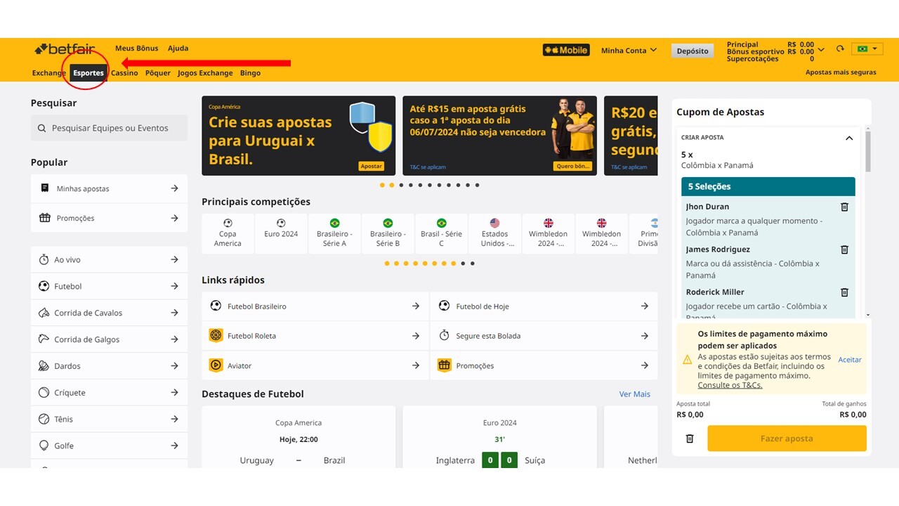 Acesse ao site Betfair apostas online