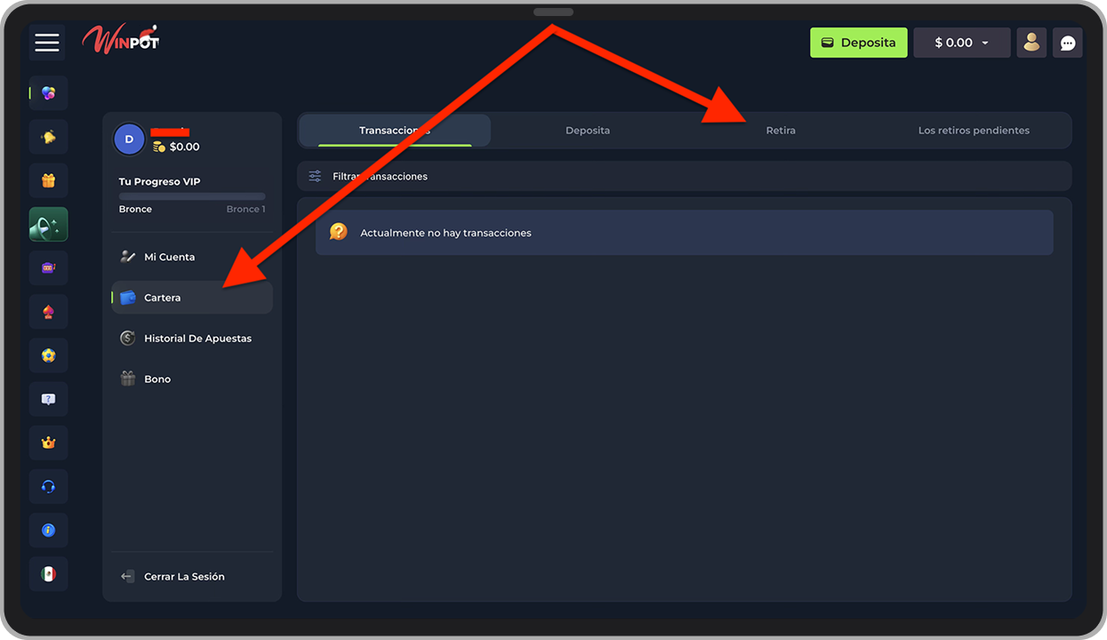 Sección ‘Retira’