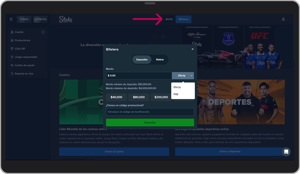 Retirar de Stake en PC