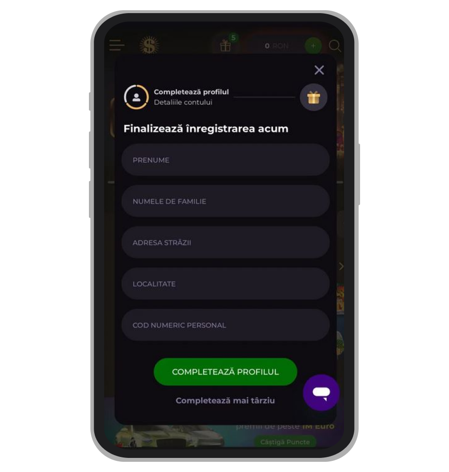 Formular de înregistrare Cashpot Casino (a doua parte)