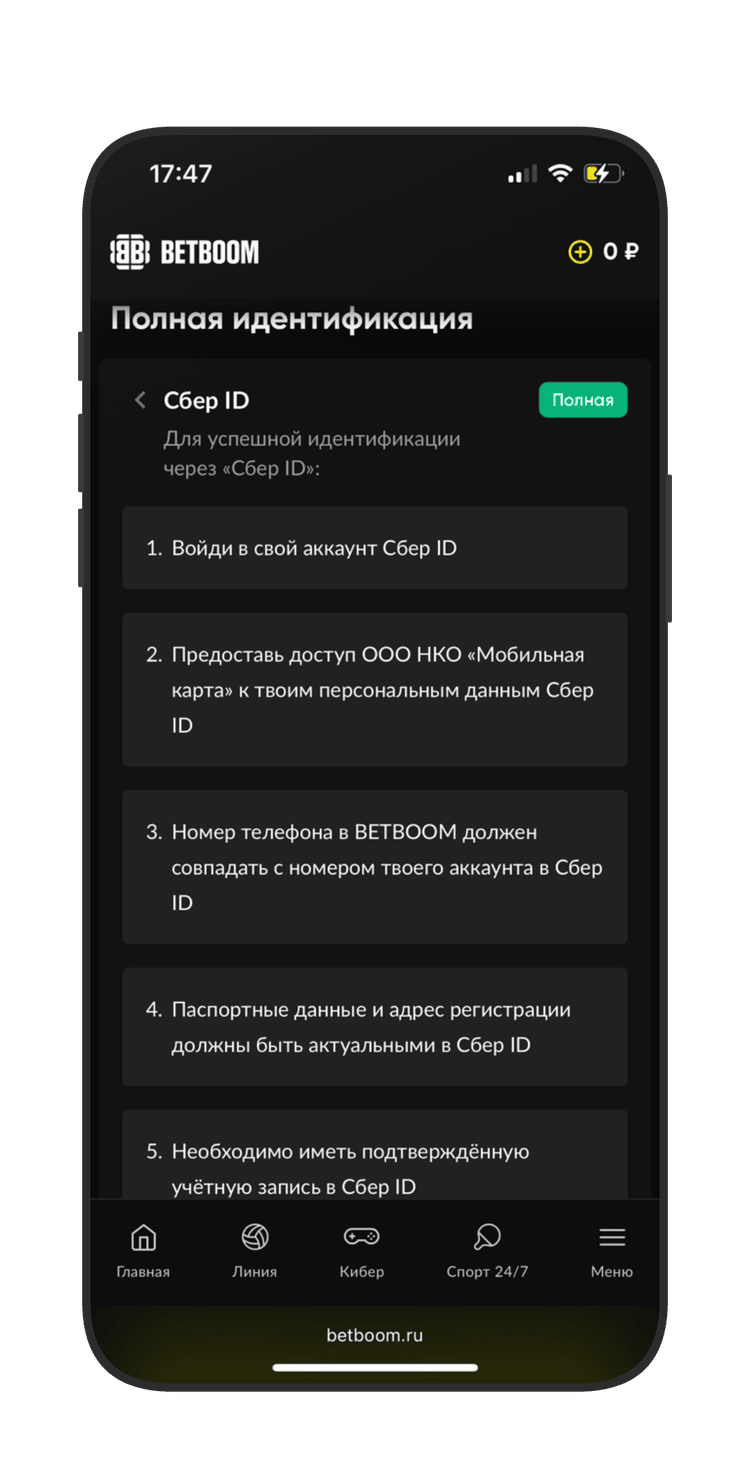 Идентификация через Сбер ID