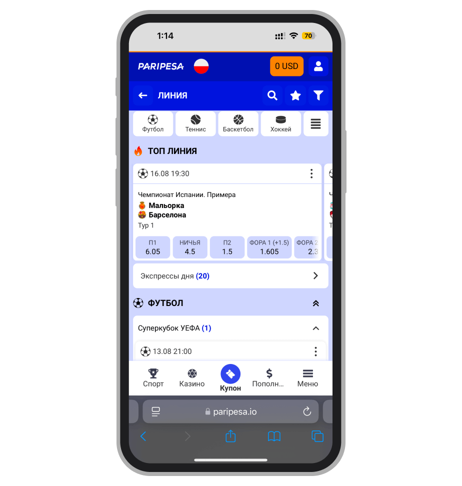 Линия в Paripesa