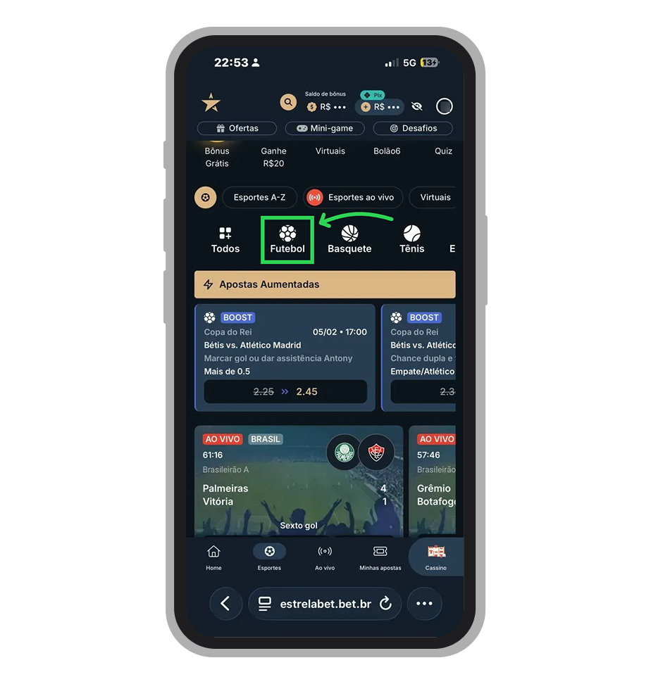 Escolha um dos esportes disponíveis