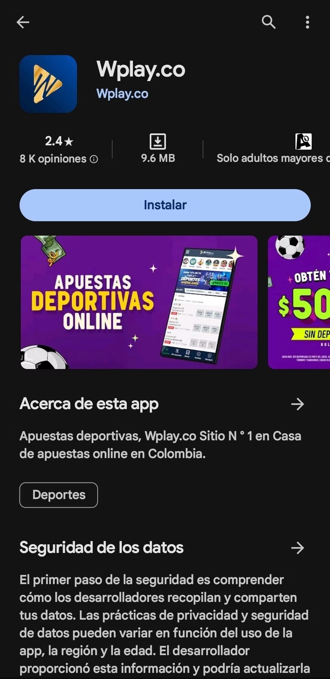Wplay apuestas en App Store