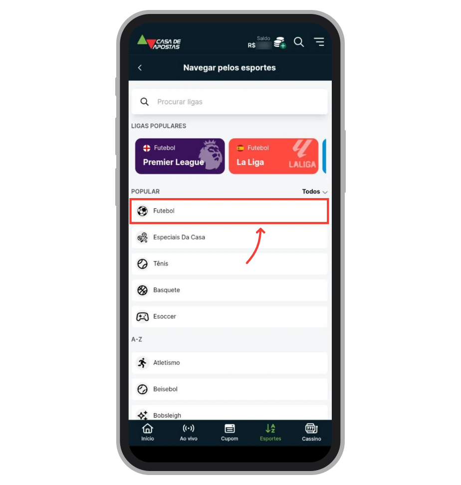 Escolha um dos esportes disponíveis 