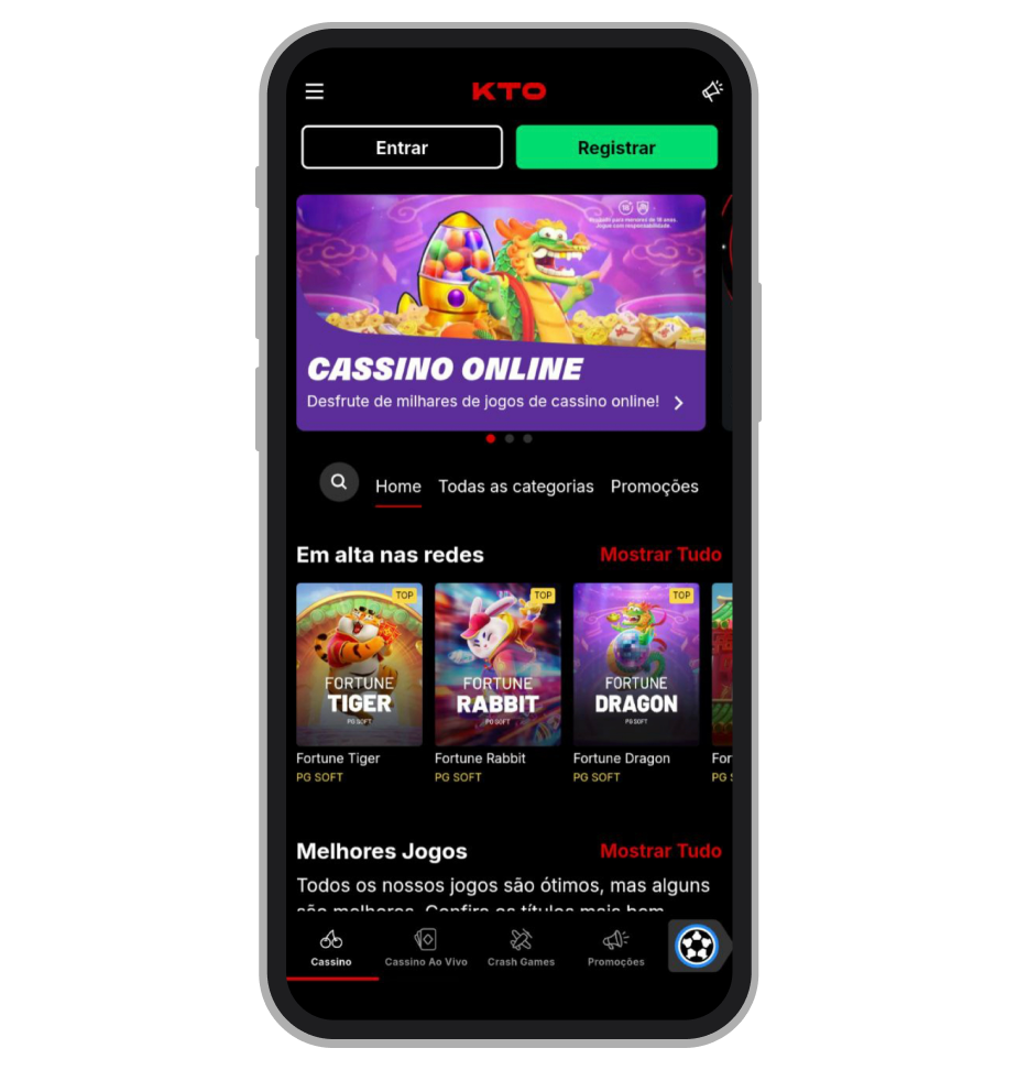 Cassino no app da KTO