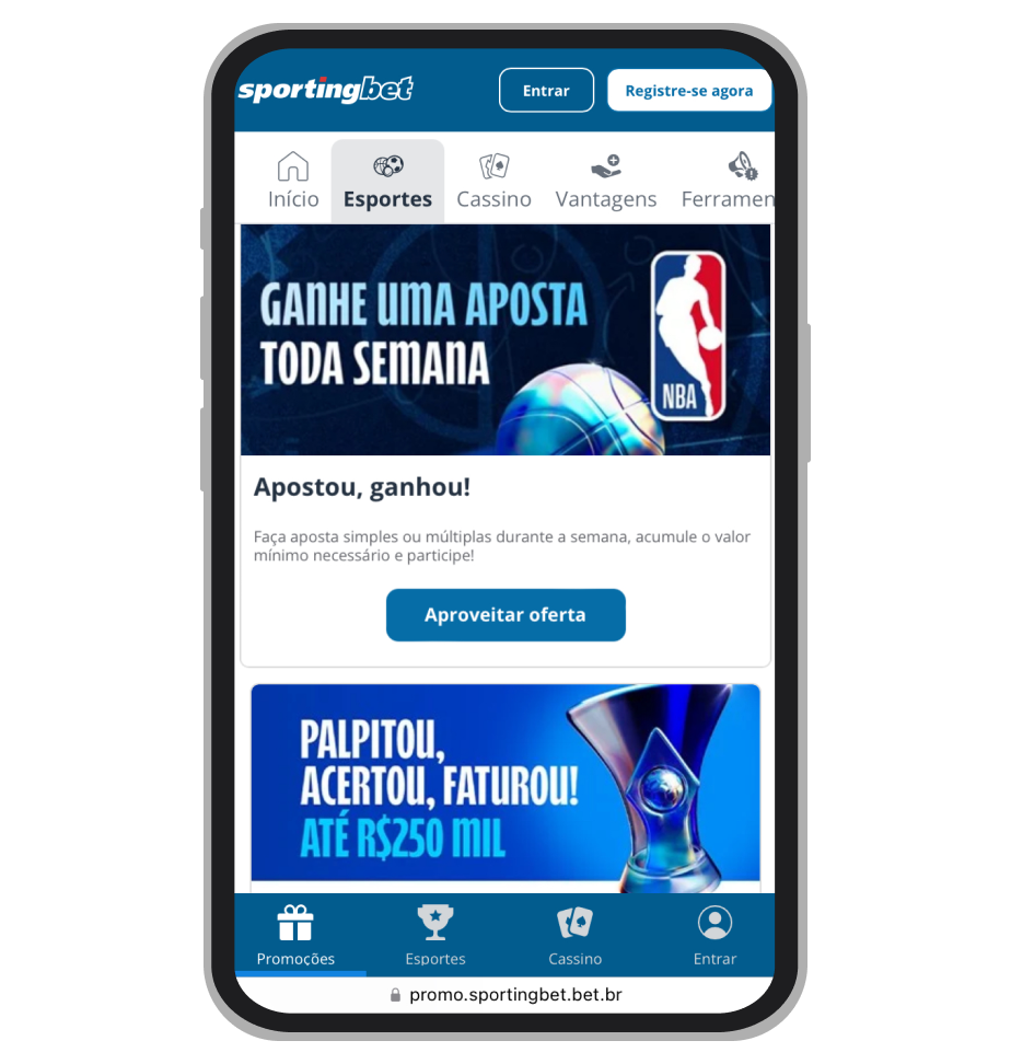 Promoções na plataforma