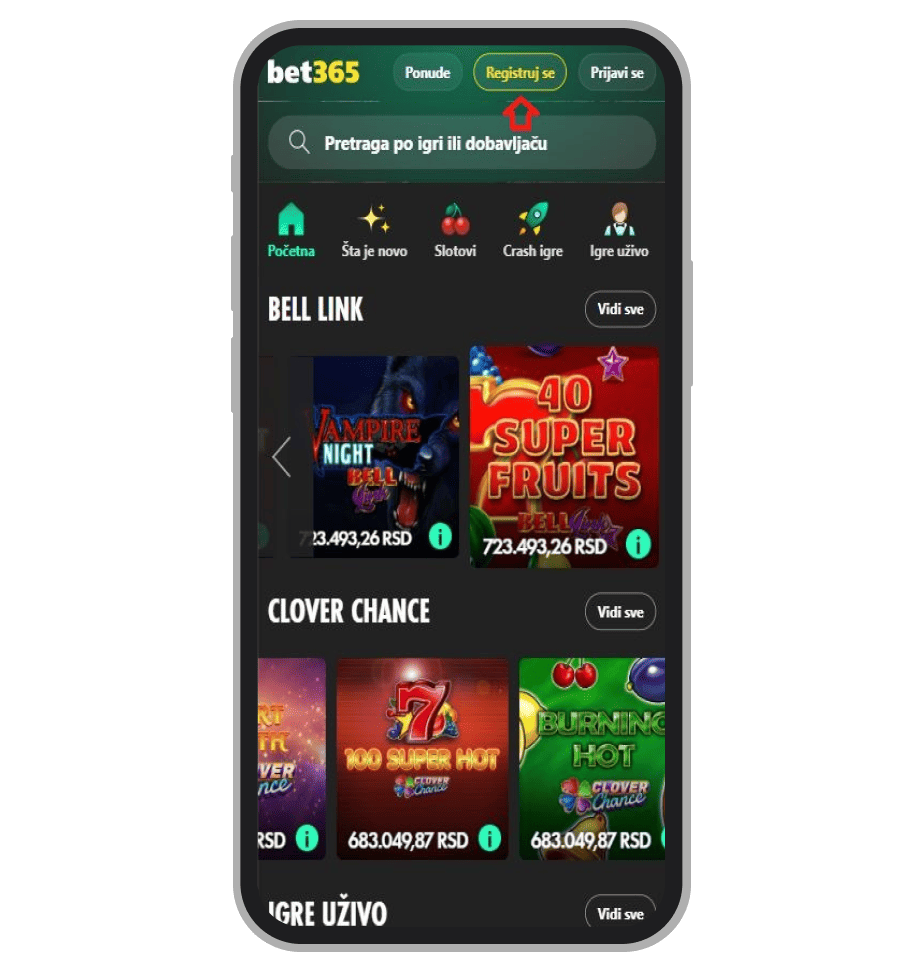 Registracija na Bet365